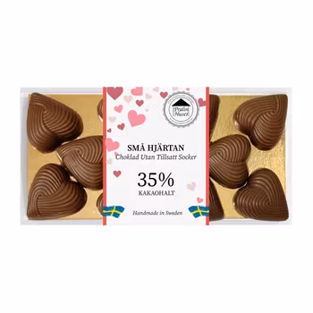 35% Choklad Utan Tillsatt Socker - Små Hjärtan 90g (x 10st)