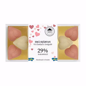 Vit Choklad & Jordgubb - Små Hjärtan 90g (x 10st) SPECIAL