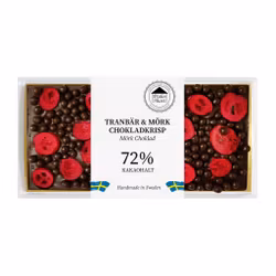 72% Choklad - Tranbär & Chokladkrisp 100g (x 10st)