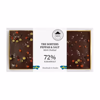 72% Choklad - Tre Sorters Peppar & Salt 100g (x 10st)