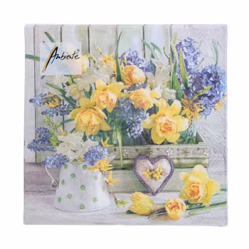 Servetter Mix Flowers Gul Blå (x 12st förp)