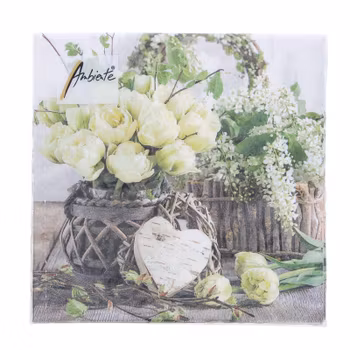 Servetter Vita Tulpaner Hjärta (x 12st förp)