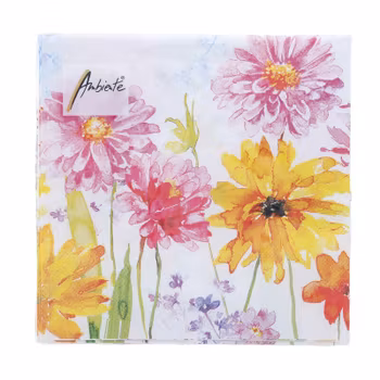 Servetter Gul Rosa Blommor (x 12st förp)