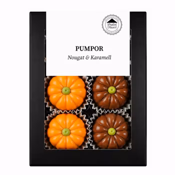 6-bitars Nougat & Karamell Pumpor 80g Svart Ask (x 12st)