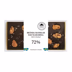 72% Choklad - Brända Mandlar Salt Karamell 100g (x 10st)