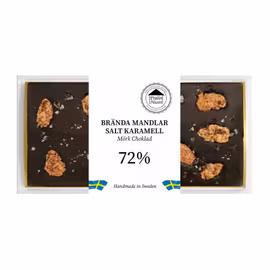 72% Choklad - Brända Mandlar Salt Karamell 100g (x 10st)