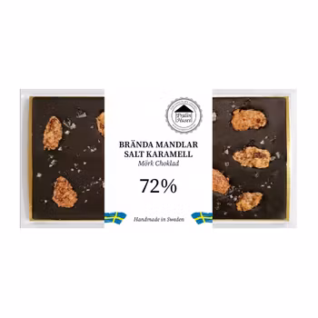 72% Choklad - Brända Mandlar Salt Karamell 100g (x 10st)