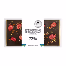 72% Choklad - Brända Mandlar Chili Havssalt 100g (x 10st)