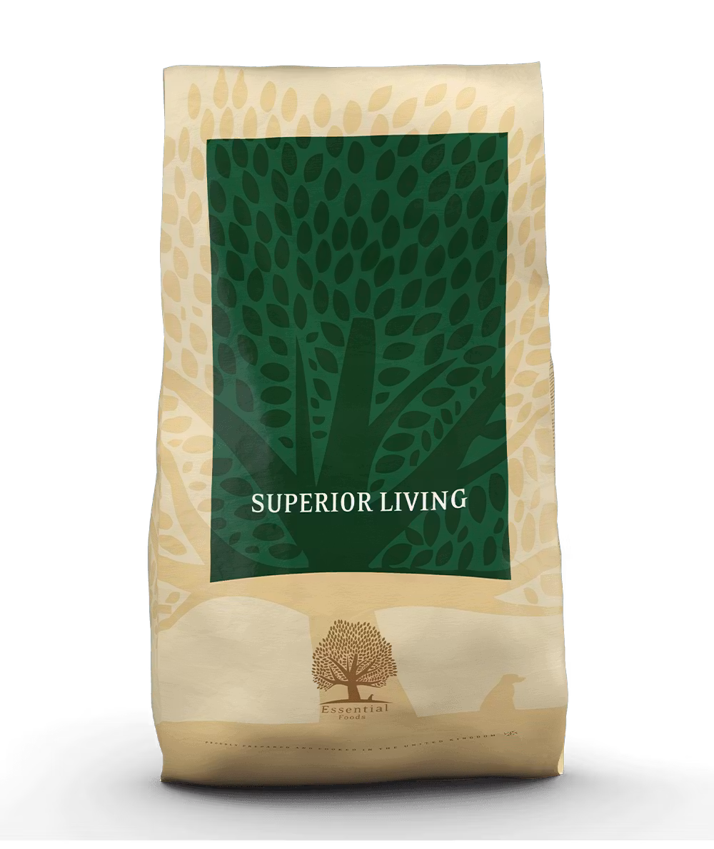 Essential Foods, Superior Living. Foder med kyckling och anka till den vuxna hunden med en normal aktivitetsnivå.