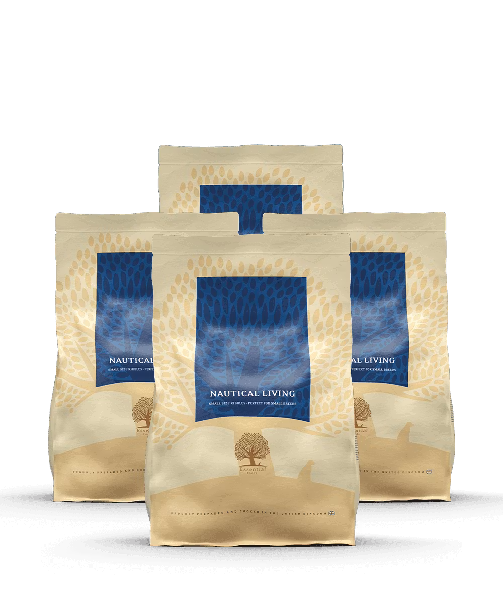Essentioal Foods, Nautical Living. Foder för vuxna hundar. Mycket fisk och rik på OMEGA3. Bra för både päls och hud.