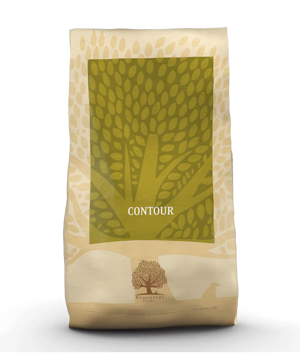Essentioal Foods, Contour. Ett foder för den överviktiga hunden eller den som har svårt att hålla sin vikt.