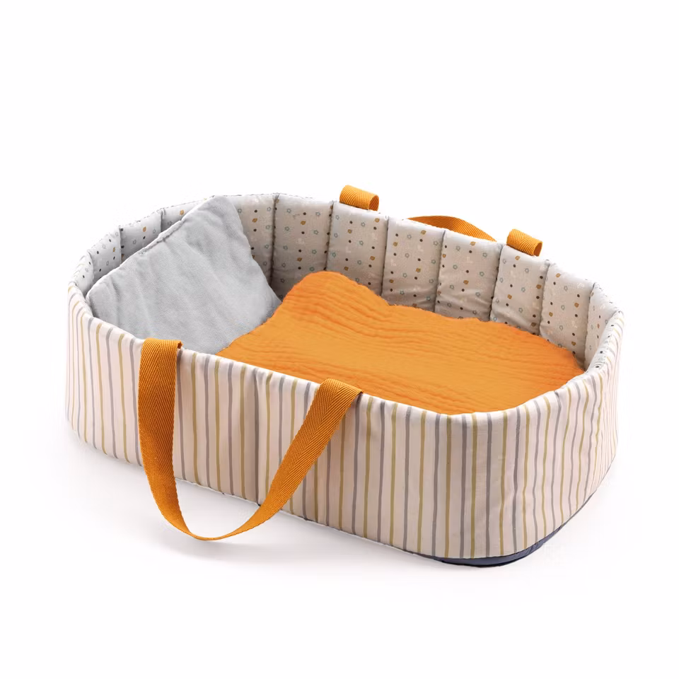 Djeco- Pomea Doll Bassinet Blue Lines/ docktillbehör