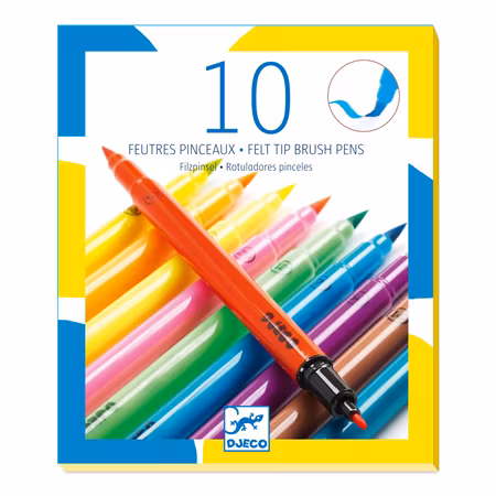 Djeco- Pop colours, 10 felt brushes/ pennor