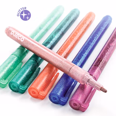 Djeco- 6 glitter markers - sweet/ pennor