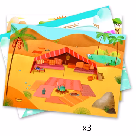 Djeco- Savannah, Desert and North Pole/ klisterbok