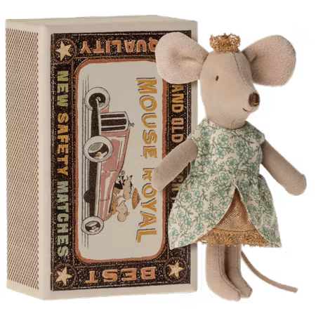 Maileg- Princess mouse, Little sister in matchbox/möss