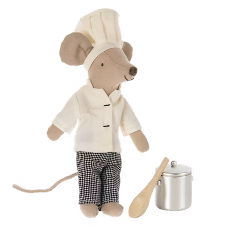 Maileg- Chef mouse w. soup pot and spoon/möss