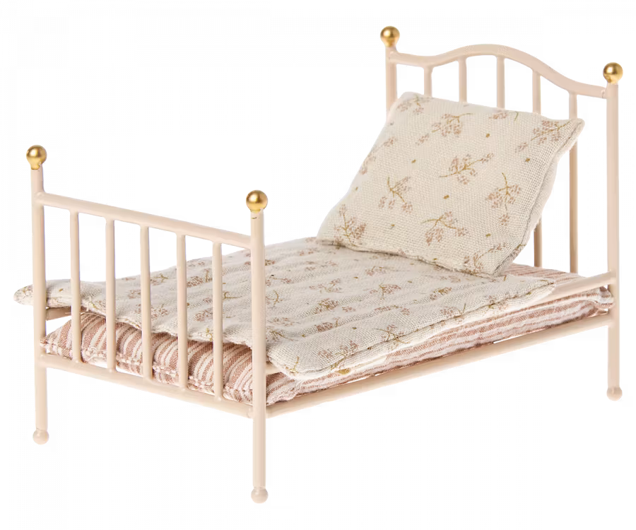 Maileg- Vintage bed, Mouse - Rose/tillbehör aw24