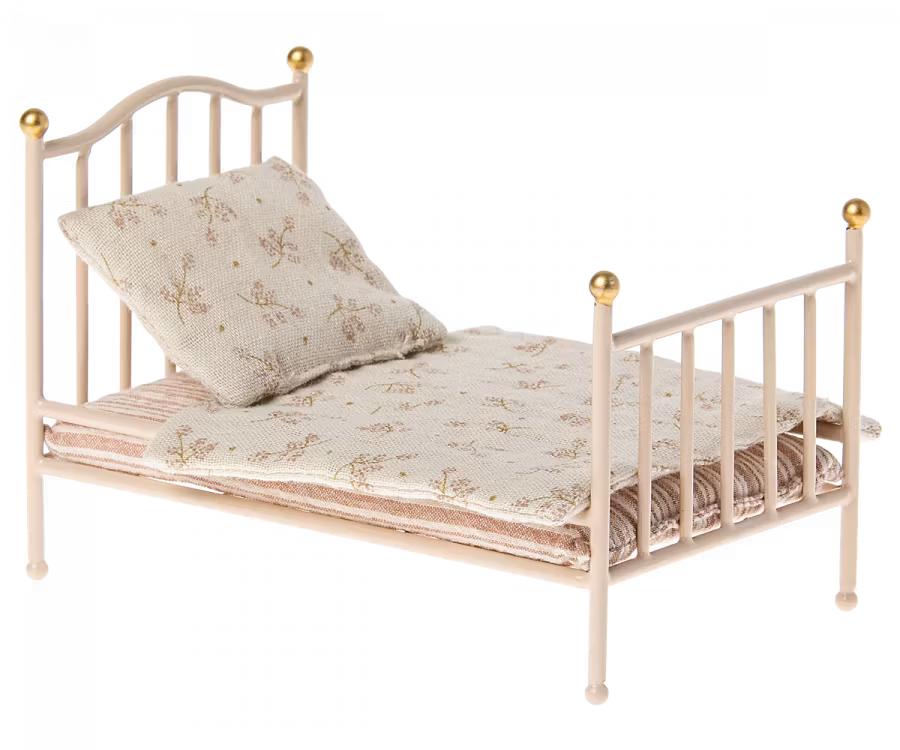 Maileg- Vintage bed, Mouse - Rose/tillbehör aw24