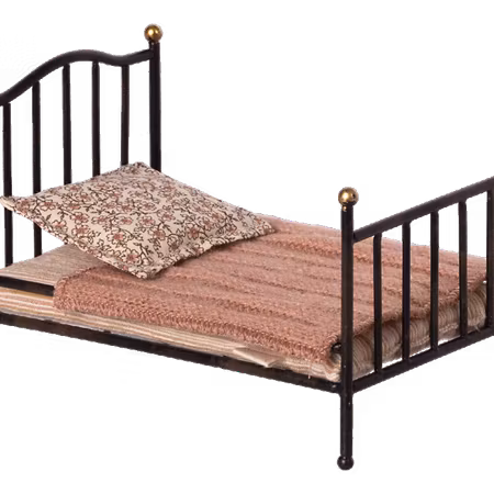 Maileg- Vintage bed, Mouse - Anthracite/ tillbehör