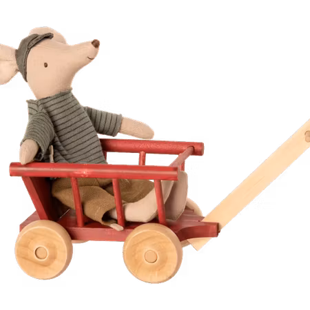 Maileg- Wagon, Micro - Dusty red/ tillbehör