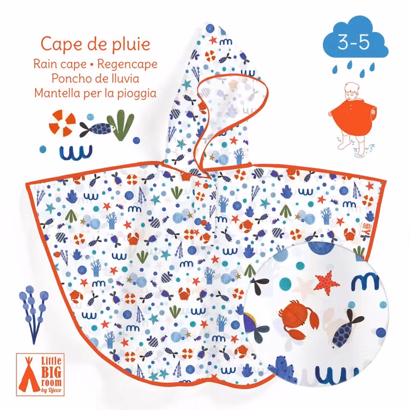 Djeco- Rain Cape S - Ocean/ Rain Cape