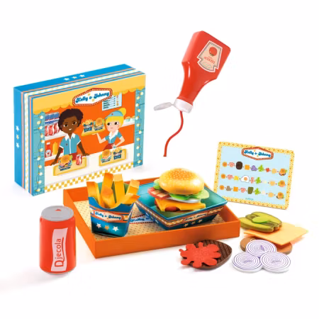 Djeco- Kelly & Johnny - Make burgers with a menu/ kökslek