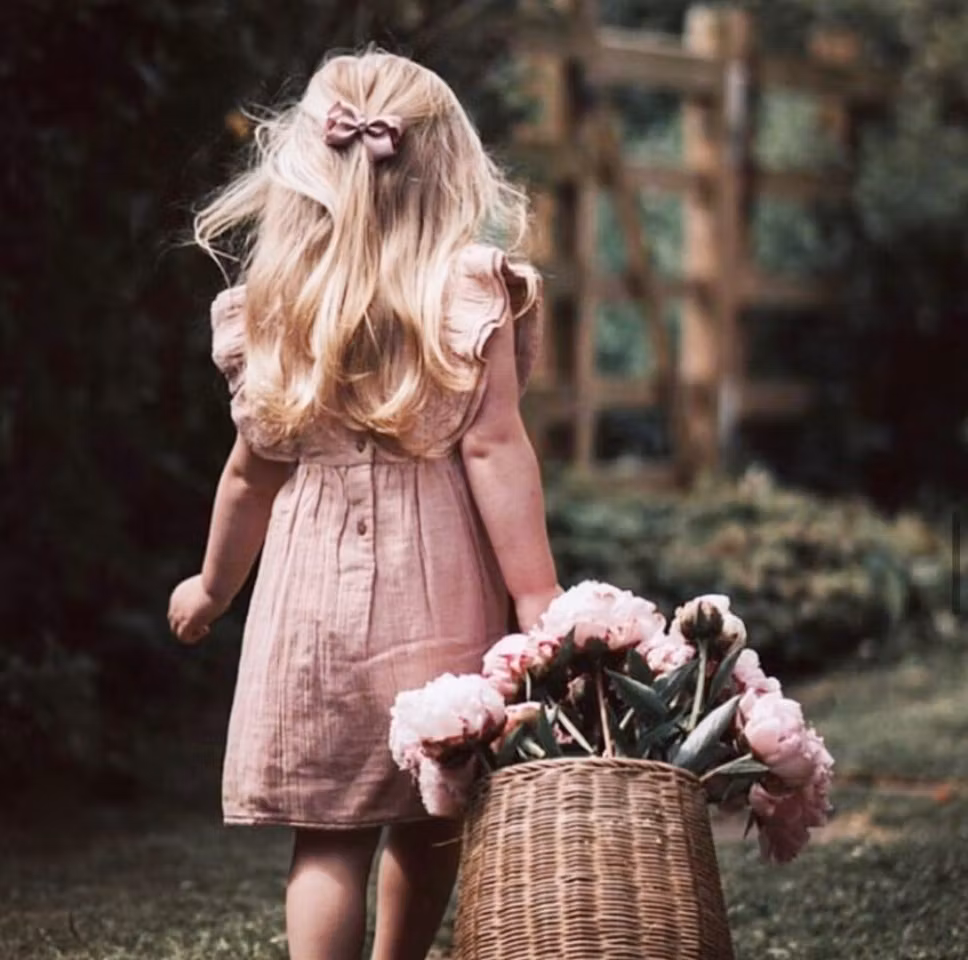 Busy Lizzie Hårclip med rosett Medium- Dusty pink