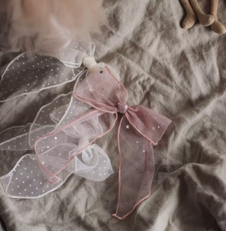 Busy Lizzie Hårclip Organza spring stars med rosett- Gammelrosa