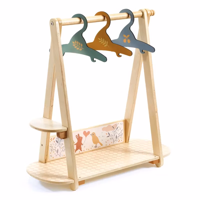 Djeco- Pomea Large Clothes Rack, 3 Hangers