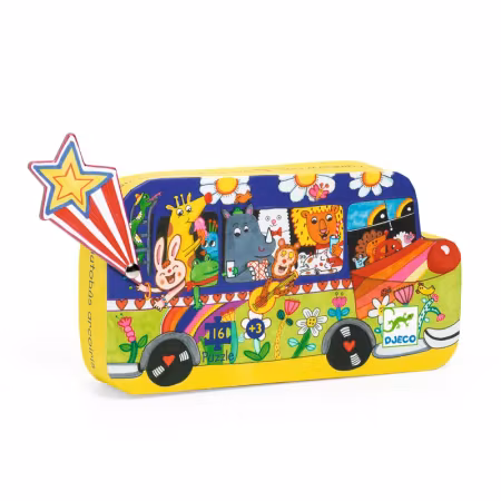 Djeco- The rainbow bus, 16 pcs/ Pussel