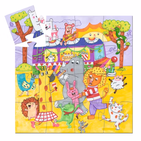 Djeco- The rainbow bus, 16 pcs/ Pussel