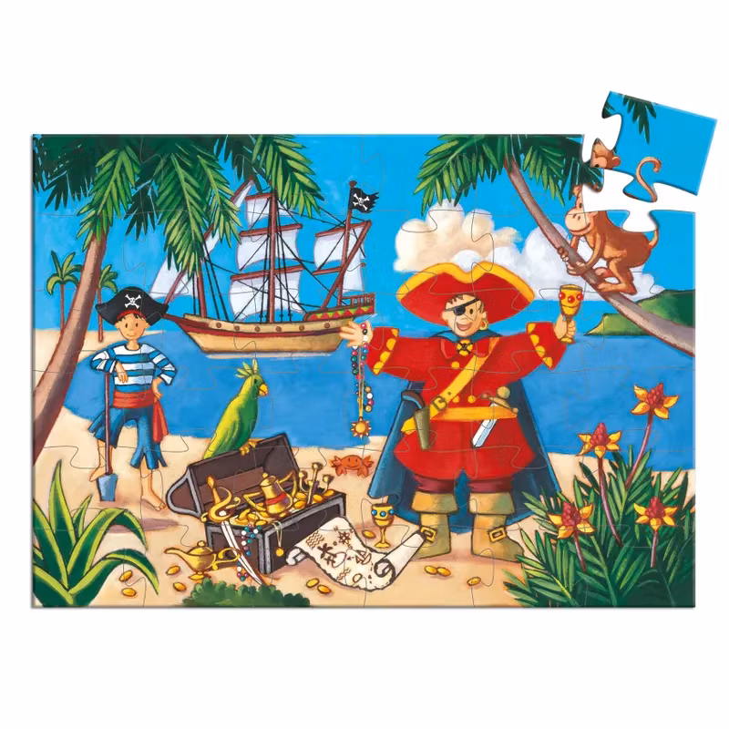 Djeco-  Pirate treasure Puzzle, 36 pcs/ Pussel