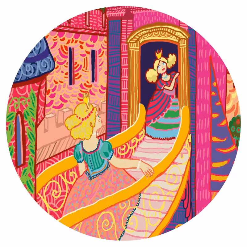 Djeco- Siluettepuzzle, Fairy castle, 54 pcs / Pussel