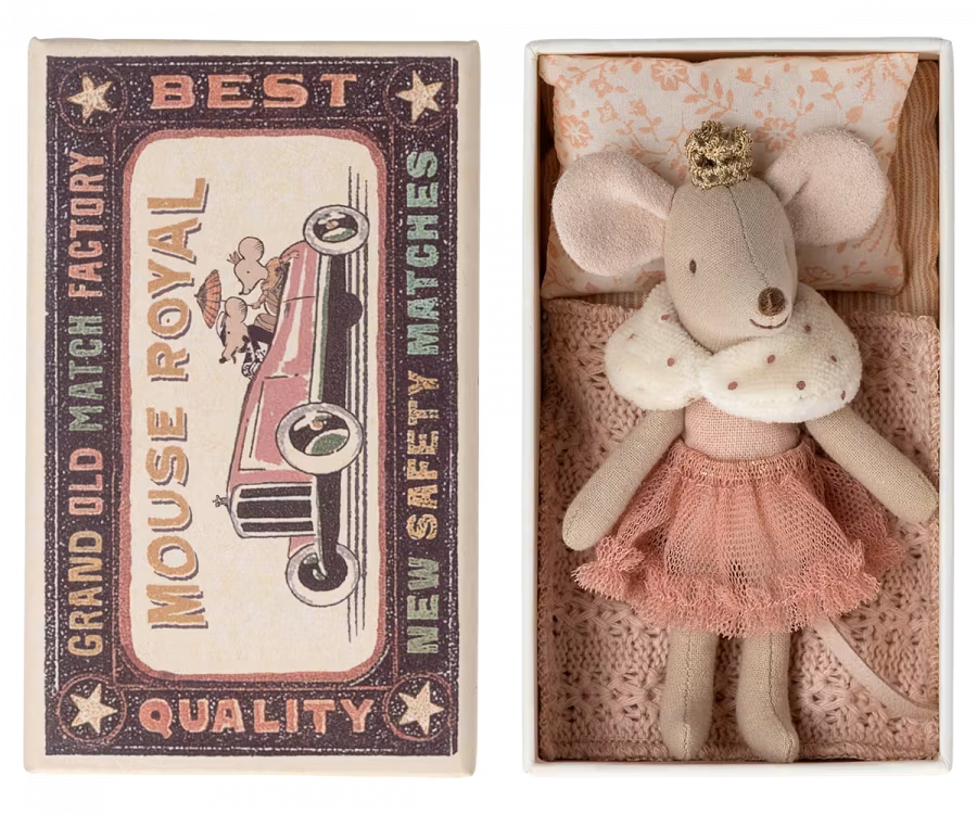 Maileg- Princess mouse, Little sister in matchbox