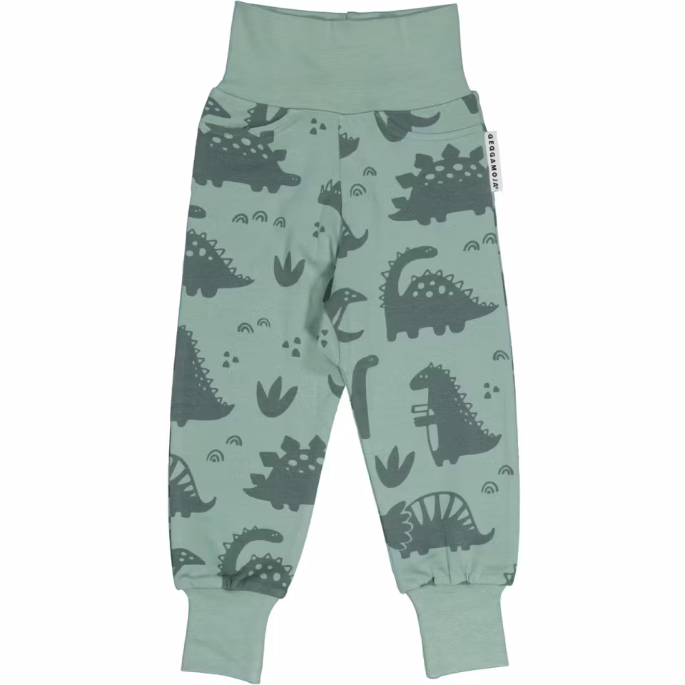 Geggamoja- Babybyxor Bambu Dino Grön