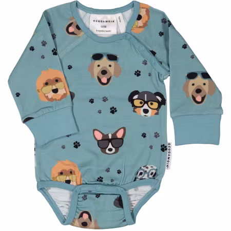 Geggamoja Body Bambu Doggy Cool Blå