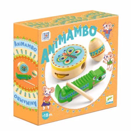 Djeco- Set of Percussions: Tambourine, Maracas, Guiro