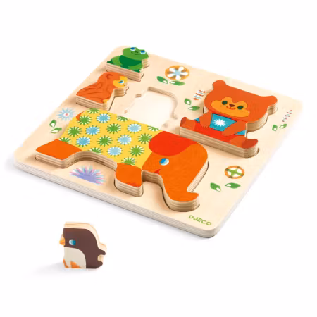Djeco- Reliefpuzzle, Woodypile, 5 pcs