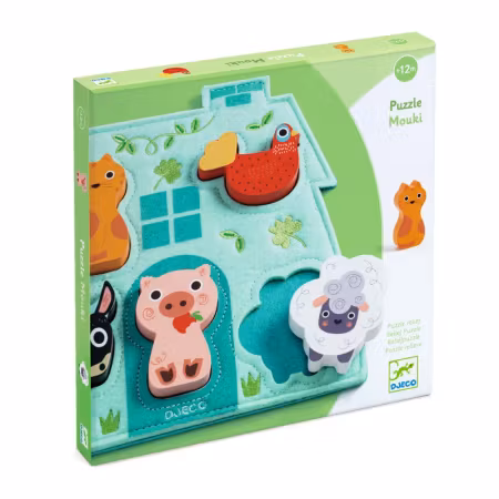 Djeco- Relief Puzzle - Mouki, 5 pcs