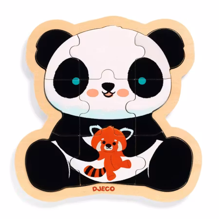 Djeco- Puzzlo Panda, 9 pcs