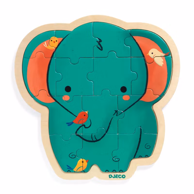 Djeco- Puzzlo Elephant, 14 pcs