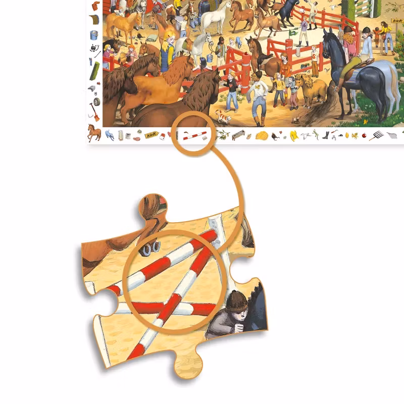 Djeco- Observation puzzle, Horse riding, 200 pcs - FSC MIX