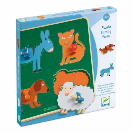 Djeco-Family Farm Puzzle, 4 pcs