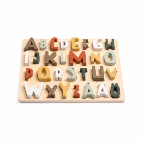 Sebra- Wooden puzzle, Swedish ABC, mixed colours