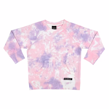 Villervalla- SWEATSHIRT TIE-DYE COLLEGE WEAR LAVENDER/RASPBERRY