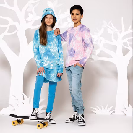 Villervalla- SWEATSHIRT TIE-DYE COLLEGE WEAR LAVENDER/RASPBERRY