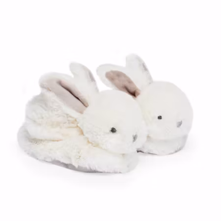 Doudou Et Compagnie- LAPIN BONBON Booties with Rattle, Taupe - 0/6 months
