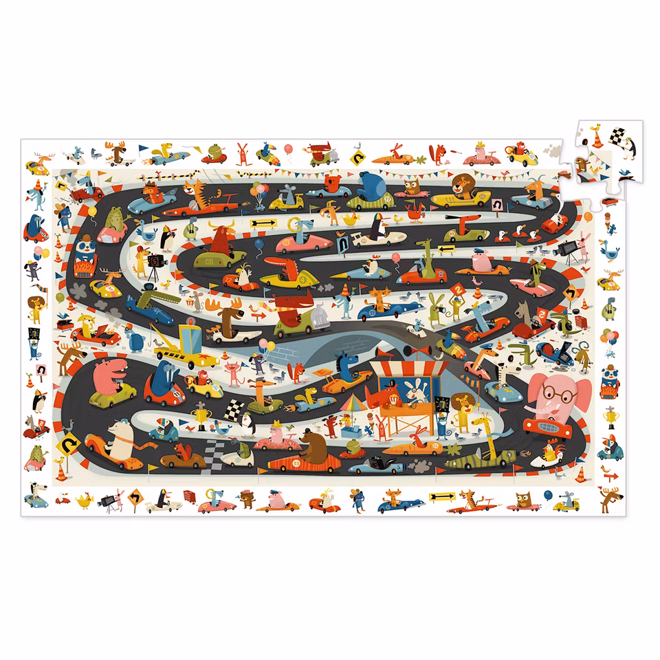 Djeco- Observation puzzle, Car Rally, 54 pcs - FSC MIX