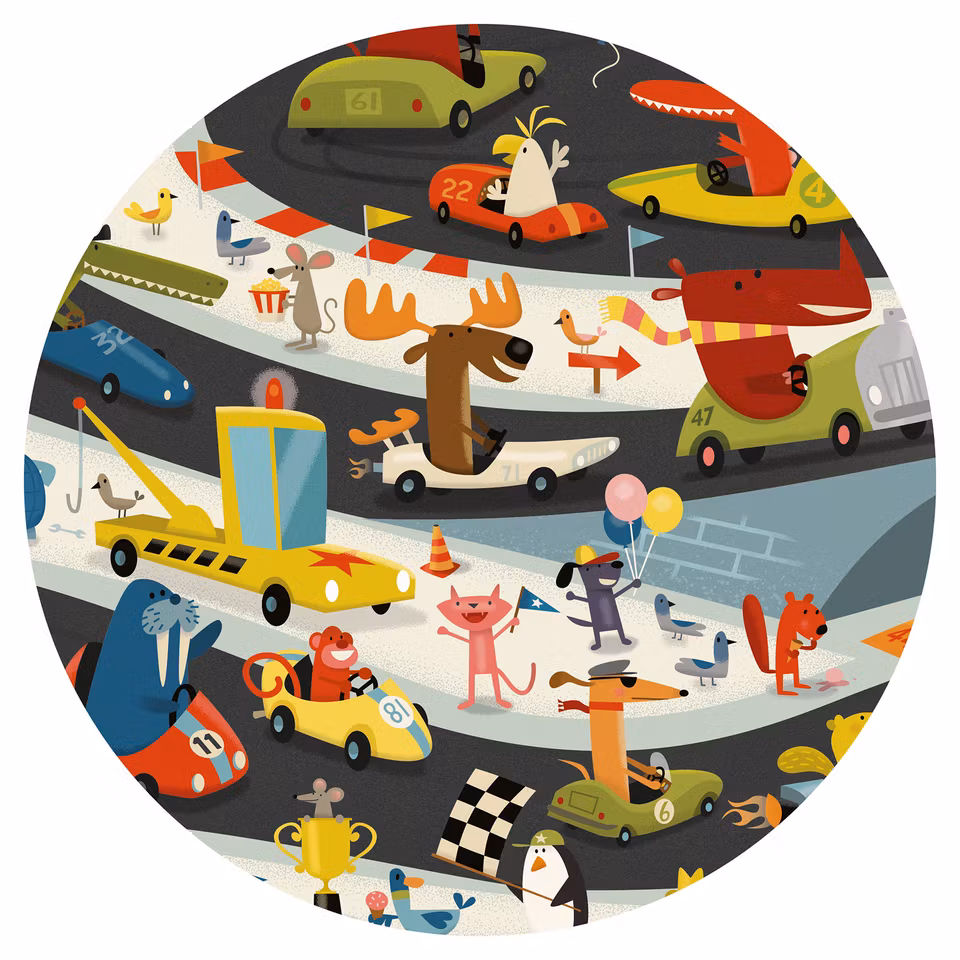 Djeco- Observation puzzle, Car Rally, 54 pcs - FSC MIX
